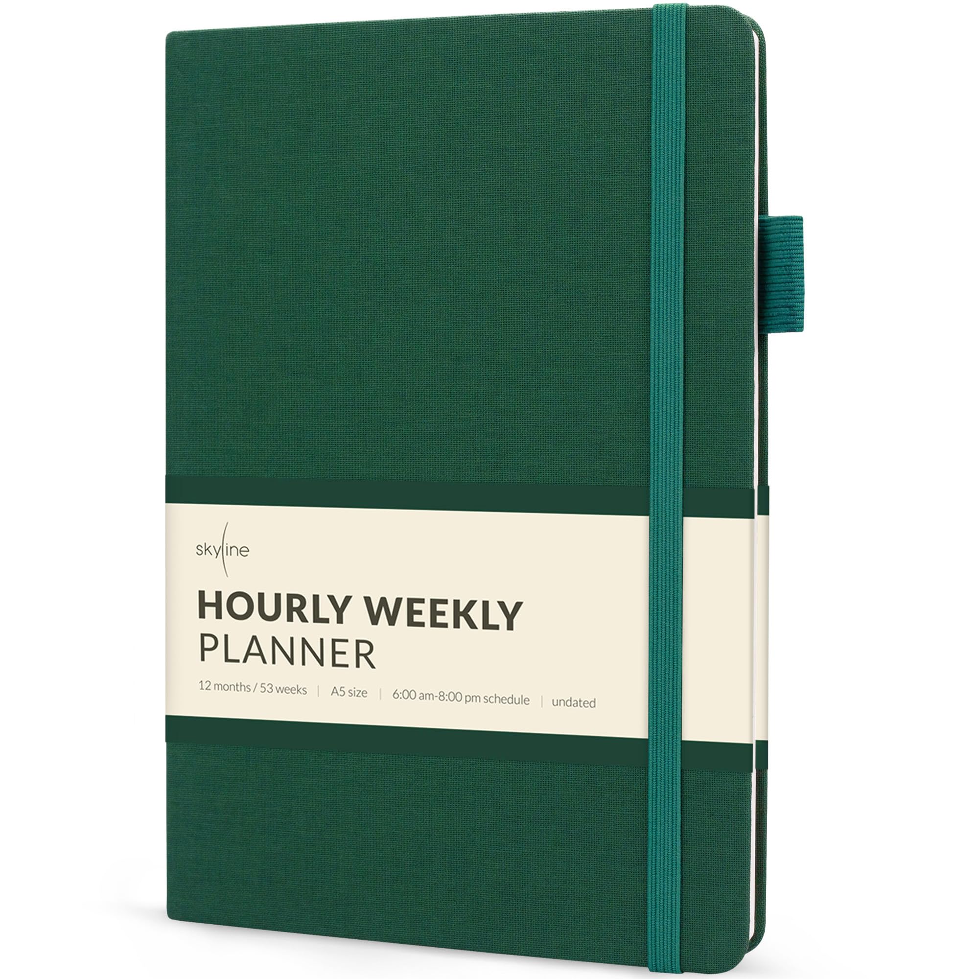 Skyline Hourly Weekly Planner – Undated Agenda & Daily Appointment Book – Time Blocking Notebook for Business Entrepreneurs, A5 (Forest Green) — image 1
