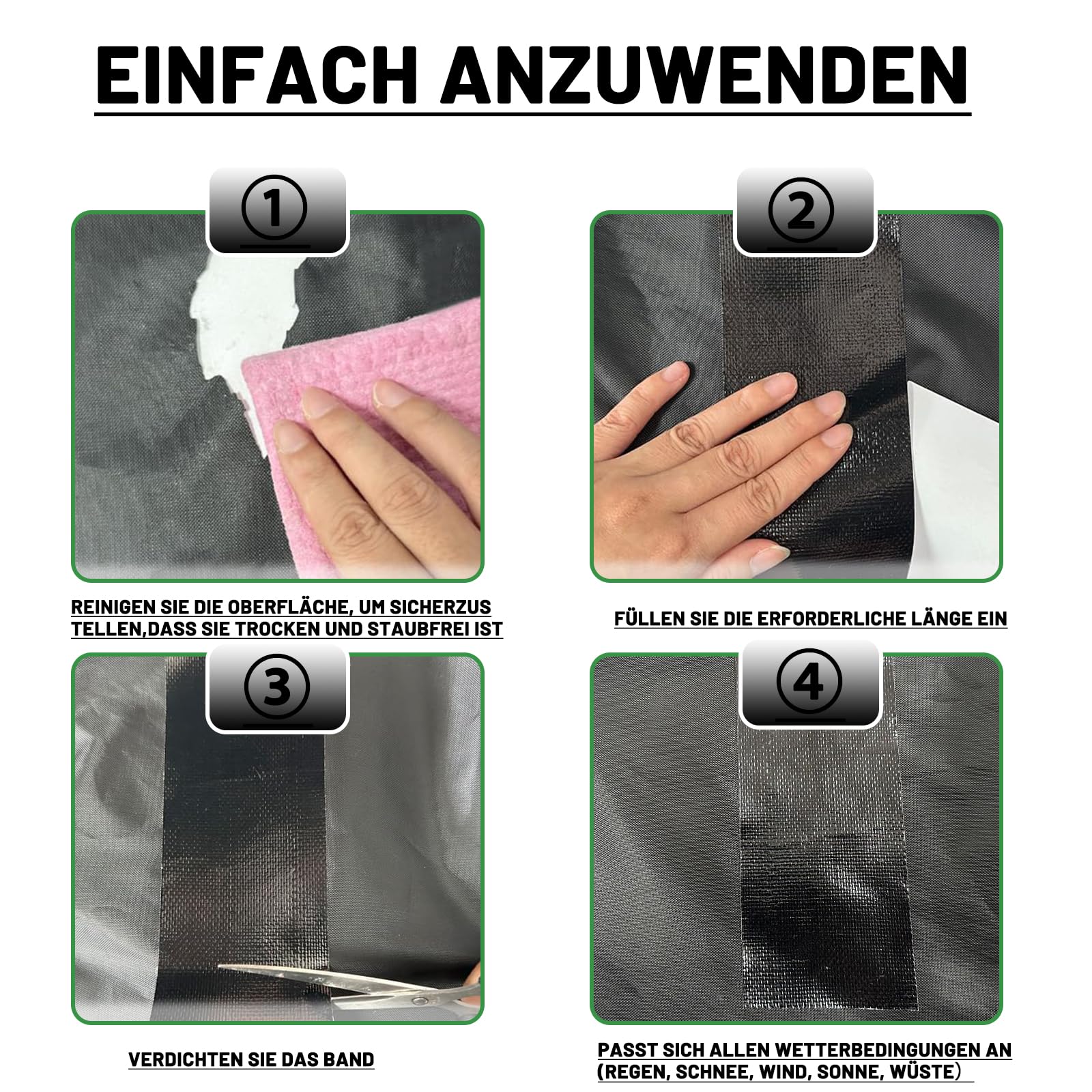 Zelt Reparaturset Schwarz - Kleber für lkw Plane Schutz Flicken für Abdeckplane & Sonnenschirm,Bootsplane,Zeltunterlage Planen,Reparaturband,Markisen Reparatur Klebeband (Schwarz, 5cm*10m) 5
