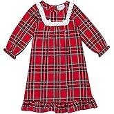 Lanz of Salzburg Sleepwear for Girls Pajamas Classic Long Sleeve Soft Flannel Holiday Plaid Nightgown (Toddler and Kids)