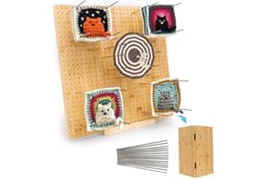 ISWABARD 15.75" x 15.75" Granny Square Blocking Board Foldable, Bamboo Blocking Boards for Crochet Projects with Pegs, Blocking Boards for Crochet Projects, Gifts for Mothers, Grandmothers (Bamboo-B 15.75‘’)