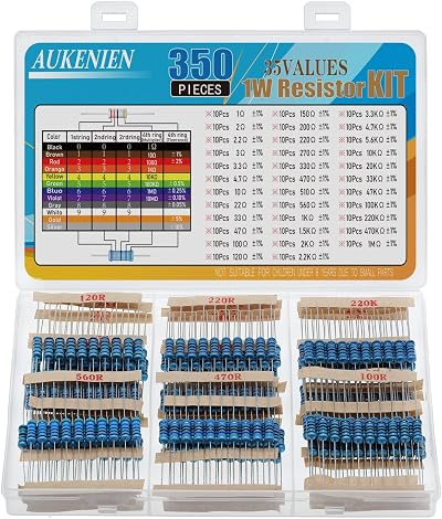AUKENIEN 1W Resistor 1% Metal Film Assortment Kit 35 Values