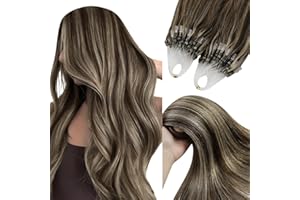 YoungSee Micro Ring Hair Extensions Brown Highlight Micro Link Hair Extensions Human Hair Dark Brown Highlights Blonde Micro 