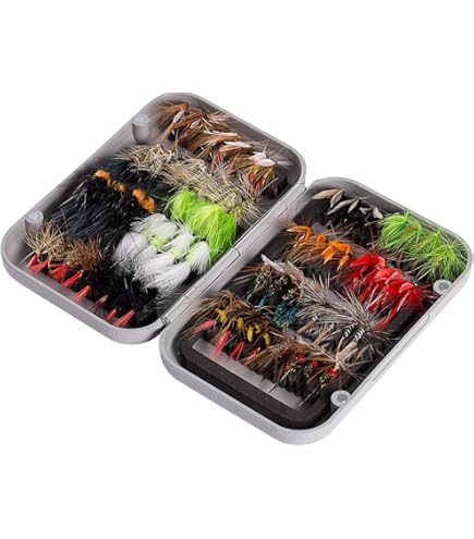 Lot de 6 mouches à truite, leurres pour pêche à la mouche, taille 10