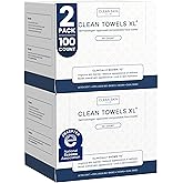 Clean Skin Club Clean Towels XL®, 100% USDA Biobased Face Towel, Disposable Face Towelette, Eczema Association Accepted, Makeup Remover Dry Wipes, Ultra Soft, 50 ct per pack, 2 Packs, 100 Ct Total