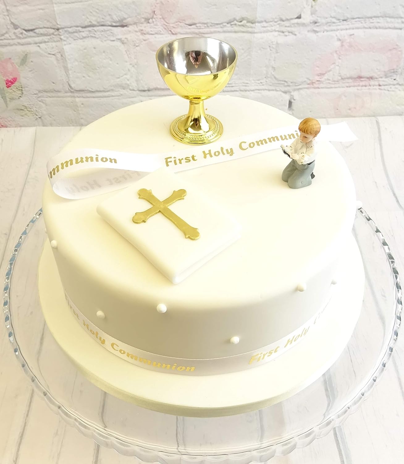Reposteria 1st Primera Comunion Nino Cruz Caliz Y Lazo De Plata Decoracion Para Tarta Para Juego Hogar Y Cocina Ykhoa Org