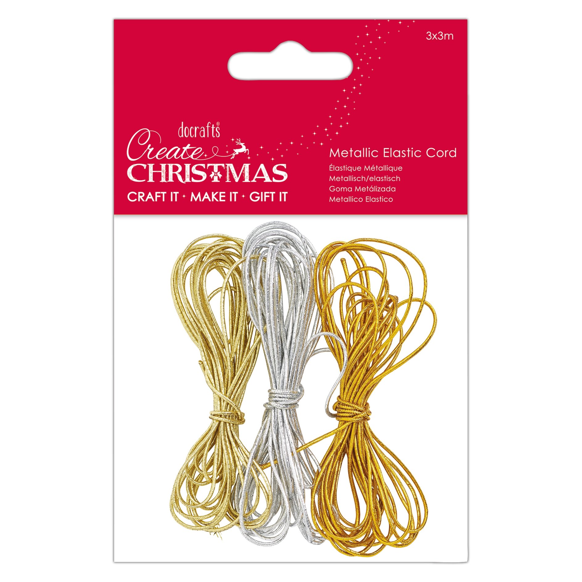 Create Christmas Papermania Metallic Elastic Cord, Multi-Colour, 3 x 3 m One Size