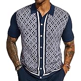PJ PAUL JONES Men's Polo Shirts 70s Vintage Shirts Contrast Knitted Polo Shirts