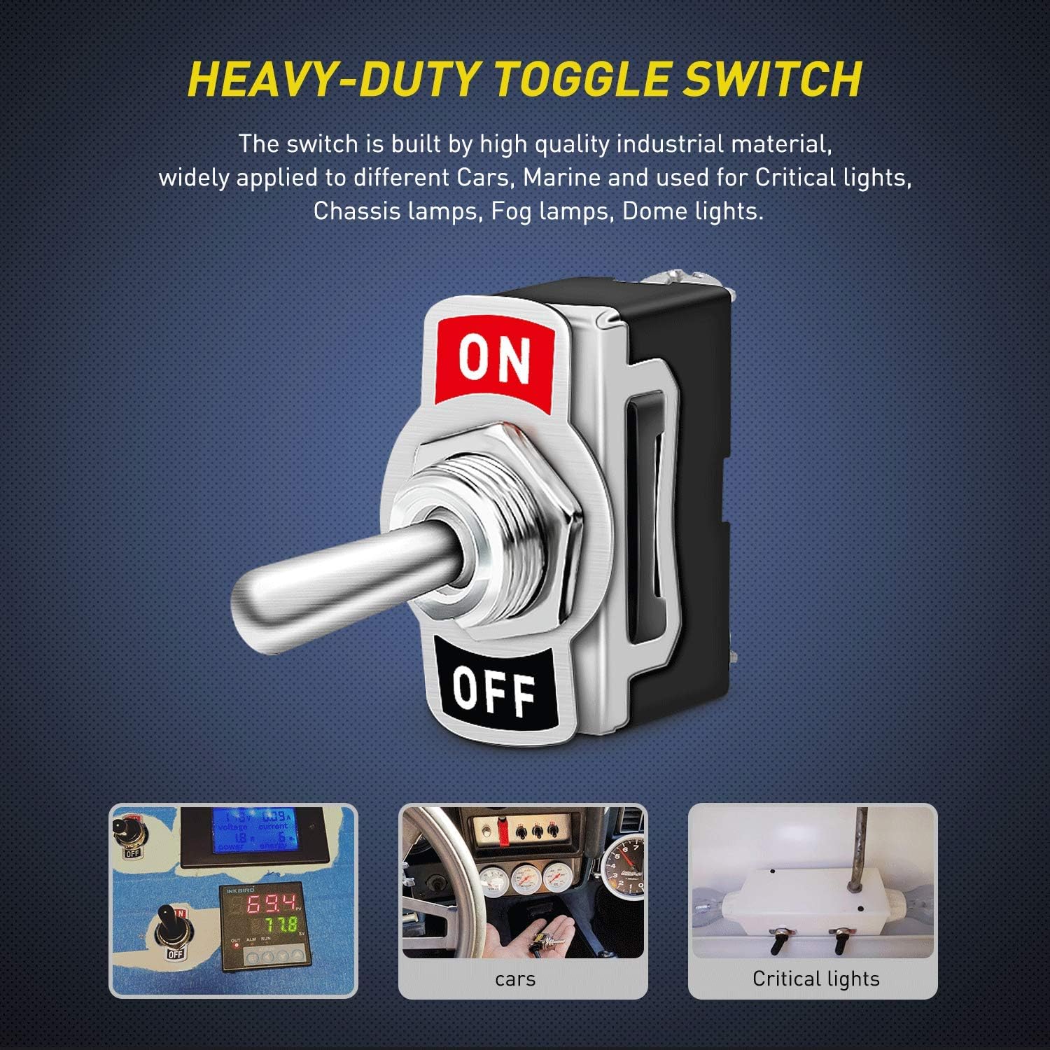Nilight 90012E Heavy Duty Rocker Toggle 15A 250V 20A 125V SPST 2Pin ON/Off Switch Metal Bat Waterproof Boot Cap Cover-5 Pack, 2 Years Warranty: Automotive