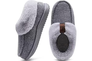 COFACE Women's Memory Foam House Slippers Arch Support Moccasin Winter Shoes Ladies Warm Fuzzy Faux Fur Collar With Indoor Outdoor Rubber Sole