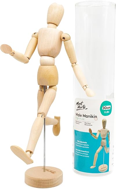 Mont Marte Manikin Male 30cm – Wooden Drawing Model Puppet
