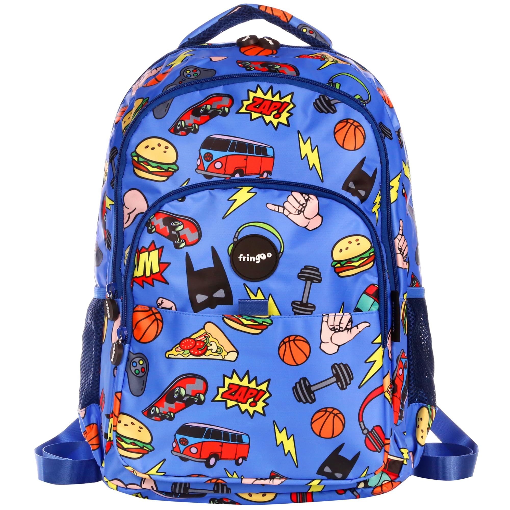 Fringoo - Large Kids Backpack for Boys and Girls | Perfect as a School Bag or Travel Bag | Includes a Laptop Pocket, Compartments (Boys Doodle)