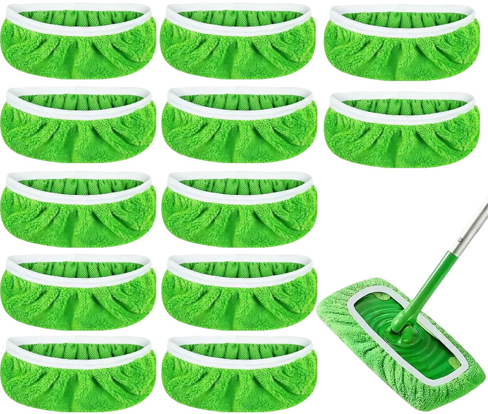 Photo 1 of 12-Pack Reusable Coral Fleece Mop Pads Washable Wet Mopping Cloths and Dry Sweeping Cloths for Swiffer Sweeper – Washable Wet & Dry Microfiber Pads for Surface/Hardwood Floor Cleaning, Tile & More.
