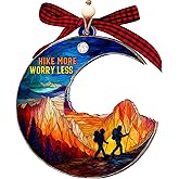 Hiking Ornament – Hiking Ornaments for Christmas Tree, Unique Hiking Ornament 2025 Gifts for Hikers, Hiking Christmas Ornament and Decor Gift Wood Acrylic 2 Layers Xmas Ornaments