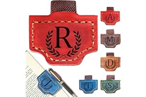 Personalized Bygone Mark Bookmark with Pen Holder, Leather Magnetic Bookmark 26 Letters Name Initial Bookmarks for Readers, B