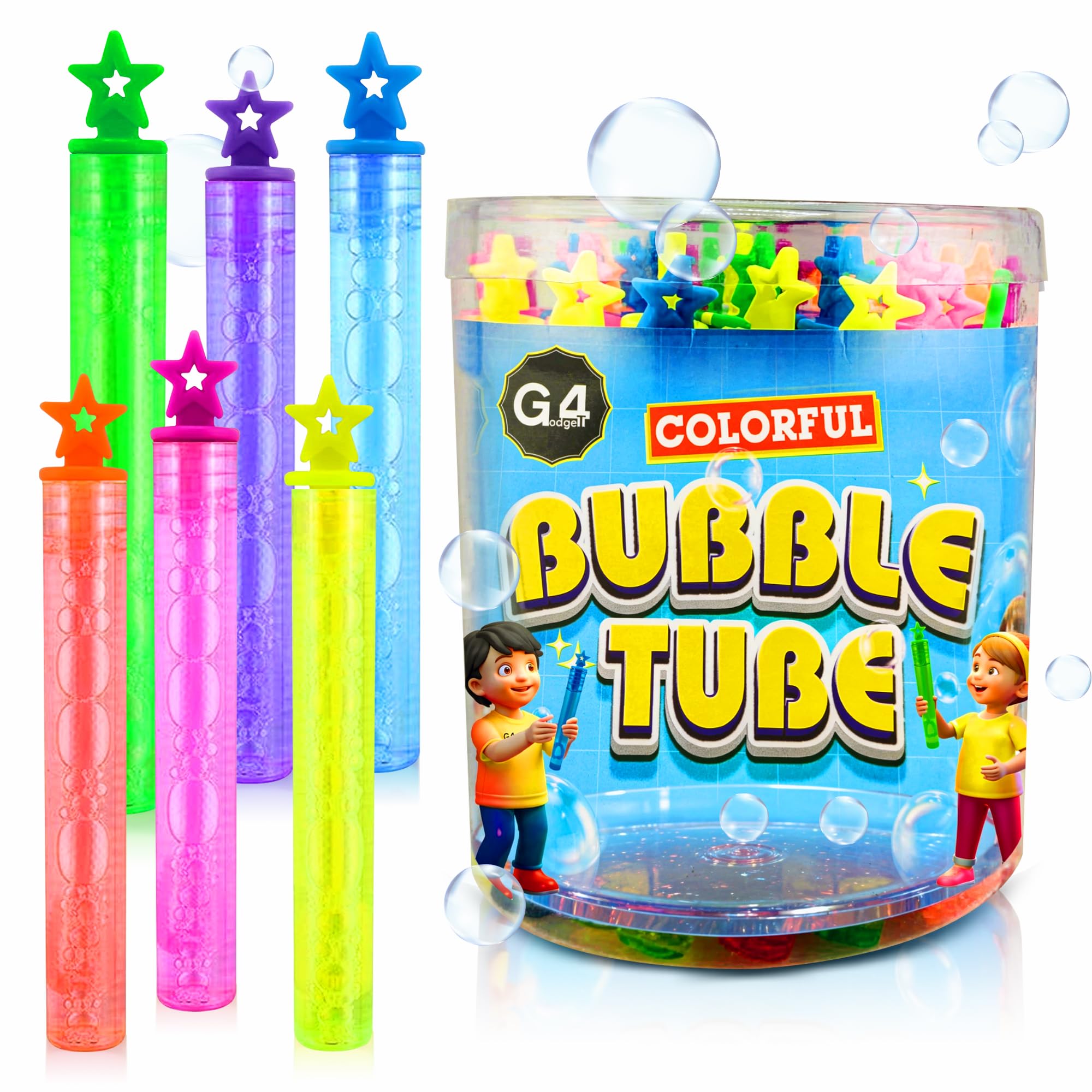 G4GADGET 36-Pack Bubble Tubes Party Bag Fillers - Fun and Colorful Toy Bubble Tubes for Kids - Ideal Wedding Favors, Party Favors, Loot Bag and Stocking Fillers