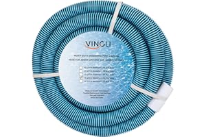 VINGLI 1-1/2-Inch by 50-Feet Blue Swimming Pool Vacuum Hose for Inground and Above-Ground Pools