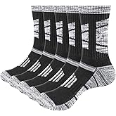 YUEDGE Womens Cushioned Hiking Socks Moisture Wicking Casual Athletic Crew Socks Breathable Cotton Work Boot Socks For Women