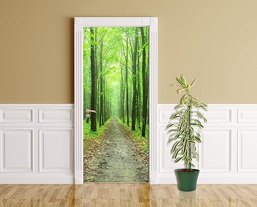 Bilderdepot24 Türtapete selbstklebend Waldweg 90 x 200 cm - Türaufkleber Türfolie Türposter - Wald Weg Forst Lichtung Baum Bl