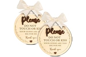 Woodamore Please Do Not Touch Or Kiss Baby Sign - 2 Pack Dont Touch Baby Sign For Car Seat Or Stroller Tag, No Touching Baby Signage For Baby Newborn