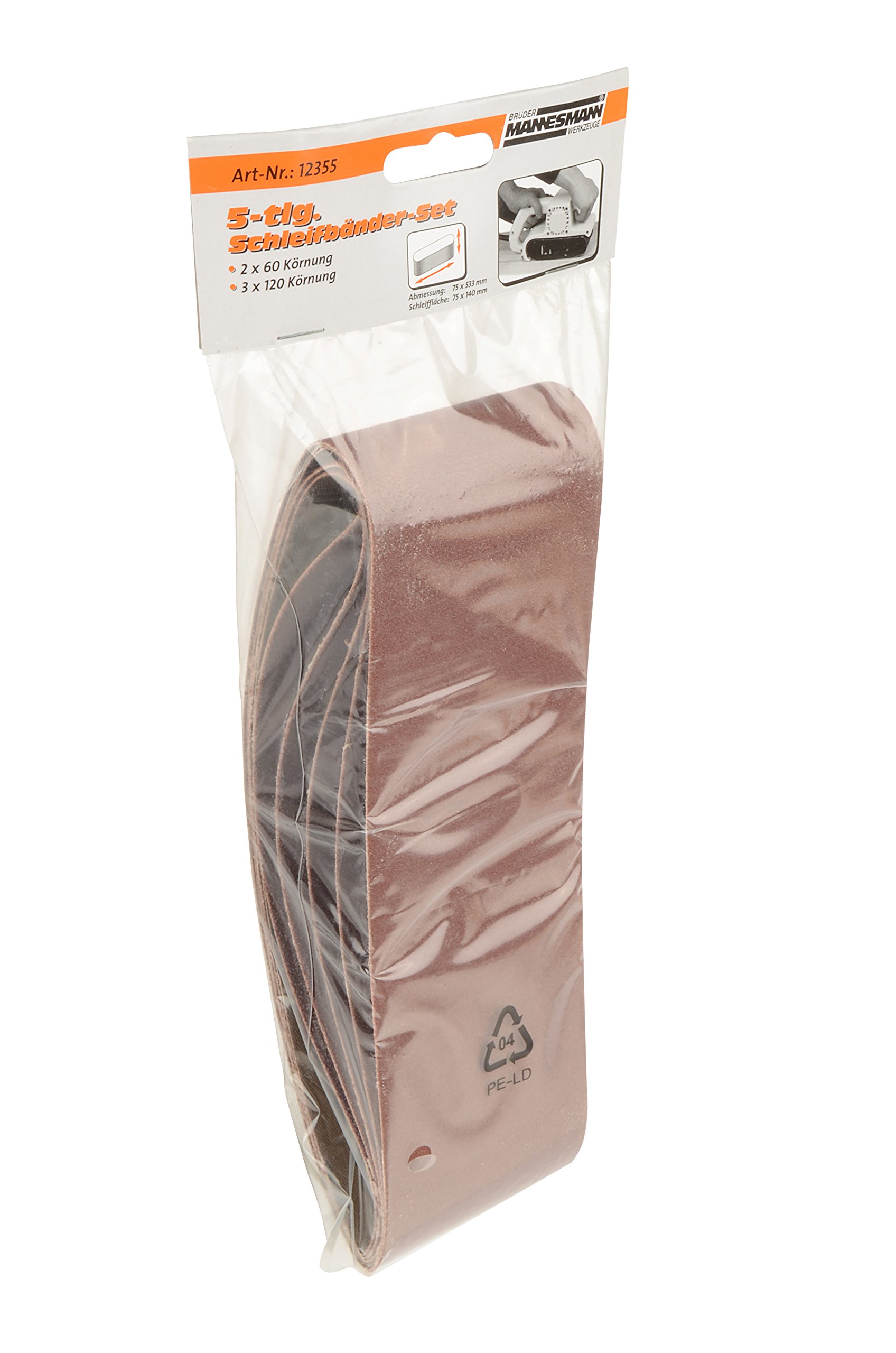 Brüder Mannesmann Sanding Belt Set 5 Pieces for Belt Sanders, 1 Piece, M12355