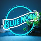 JFLLamp Blue Moon Neon Signs for Wall Decor Neon Lights for Bedroom Led Signs Suitable for Man Cave Bar Pub Restaurant Christmas Birthday Party Gift 5V Usb Power, 14 * 12.2 Inch(Azure+White)