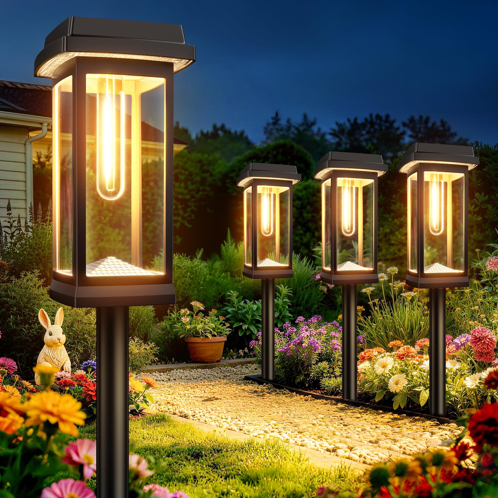 solar pathway lights outdoor, 12 pack upgraded solar garden lights solar powered, solar lights outdo