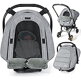 Orzbow Winter Car Seat Cover Baby | Waterproof Infant Carseat Cover Compatible with Doona Car Seats and Strollers, Breathable Baby Carseat Canopy, Baby Winter Essentials, Light Grey