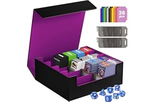 SFSOC 3500+ Trading Card Storage Box,4-Row MTG Deck Box with 36 Dividers & 8 Stoppers,Commander Deck Case Fits For Toploaders, Magnetic Card Holder,TCG,YugiOh and Sport Cards