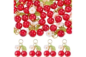 Cherry Charms for Jewelry Making Bulk Cute Fruit Flower Charms for Bracelet Earrings Necklace