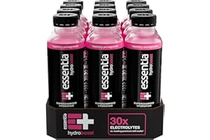 ESSENTIA WATER NEW Essentia Hydroboost Enhanced Bottled Water, 15.2 fl. oz. (450 mL), Raspberry Pomegranate, Hydrolyte Blend with B-Complex Vitamins and Electrolytes, Clean Taste & Supercharged Hydration
