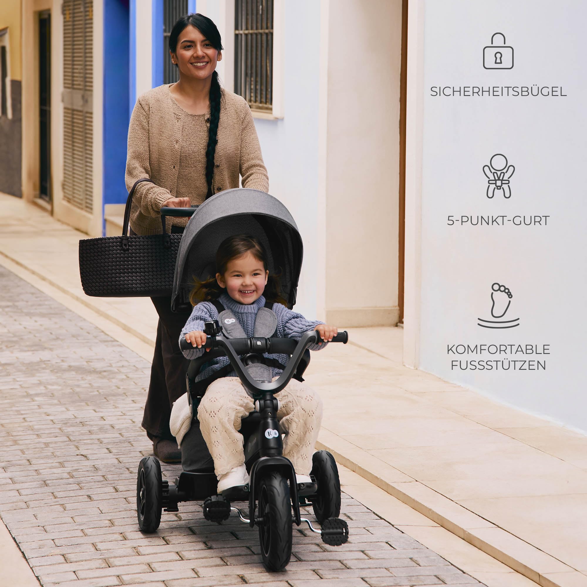 Kinderkraft EASYTWIST evolutionäres Dreirad, ausziehbar, um 360 Grad drehbarer Sitz, für Kinder im Alter von 9 Monaten bis 5 Jahren, Schwarz 9