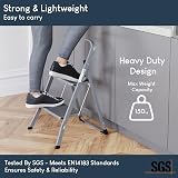 Home Vida 2 Step Ladder Heavy Duty Steel Folding 150kg Load Grey view 3