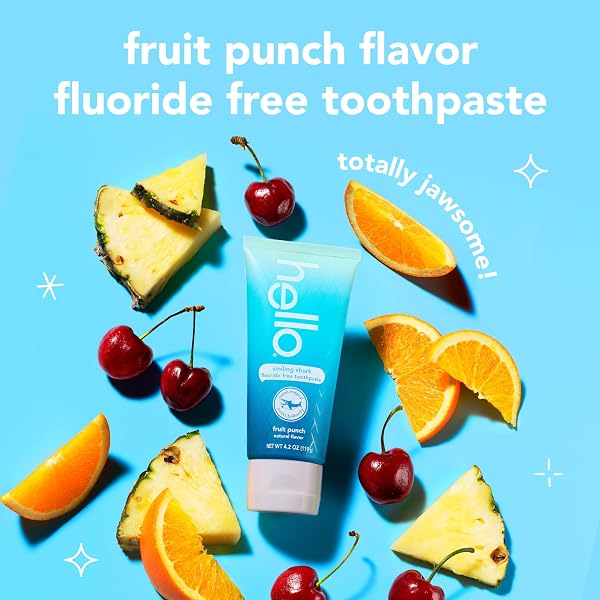 HELLO SMILING SHARK AND FRESH WATERMELON FLUORIDE FREE KIDS TOOTHPASTE PACK, INCLUDES 4.2 OZ SMILING SHARK KIDS AND 4.2 OZ FRESH WATERMELON TOOTHPASTE