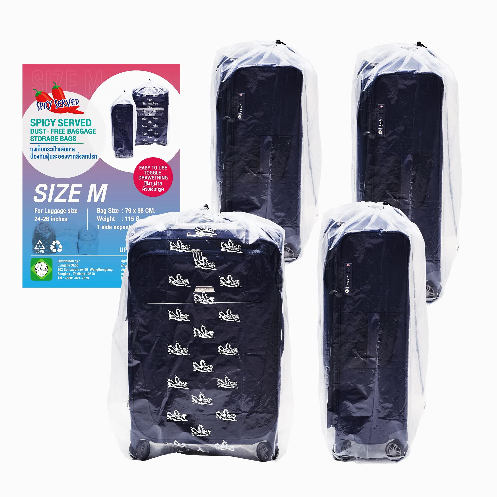 Photo 1 of 4 pieces of Dust Cover Big Plastic Drawstring Bags Multi-Purpose for Storage and Keeping Luggage, Big Dolls, Blankets, Pillows, Suitcase Good for Household Organizing Reusable (M (79x98 cm))