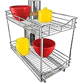 LYNK PROFESSIONAL® Pull Out Cabinet Organizer - 11" x 18" - Slide Out Cabinet Organizer for Kitchens - Sliding Shelves - Pull Out Drawer, Pots and Pans Storage - Lifetime Ltd Warranty - 2 Tier