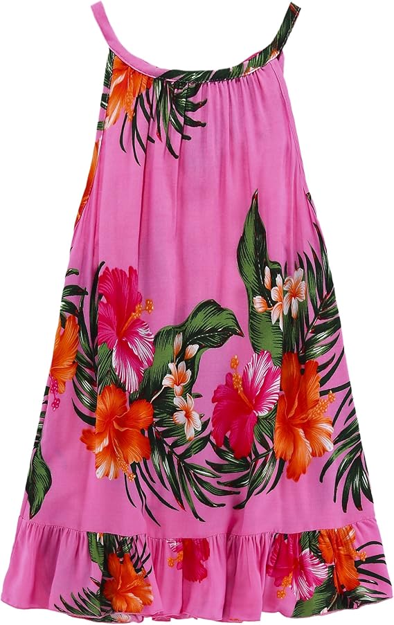 Amazon アロハファッション Aloha Fashion ガールズ用 ラウンドネック チュニック ハワイアン ルアウ ドレス ピンク インポート フォーマル 通販