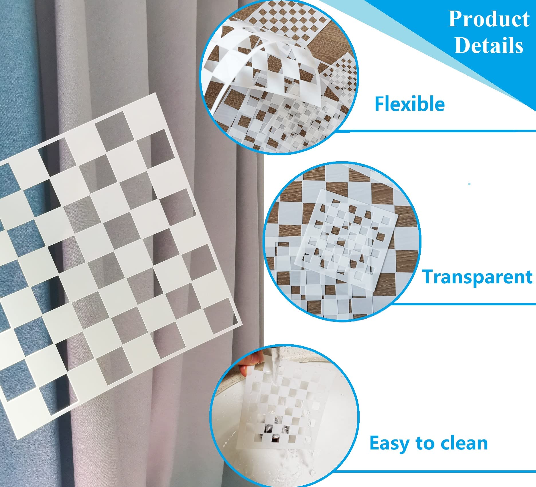 6pcs Reusable Check Painting Stencils, Small Square Plaid Stencils,Plastic Art Craft Checkerboard Templates,DIY Home Décor Card on Wood Wall Fabric Paper 4