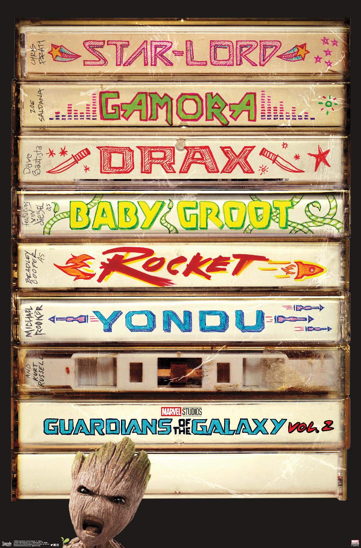 Trends International Marvel Cinematic Universe - Guardians of the Galaxy 2 - Tapes Wall Poster, 22.375" x 34", Premium Unframed Version