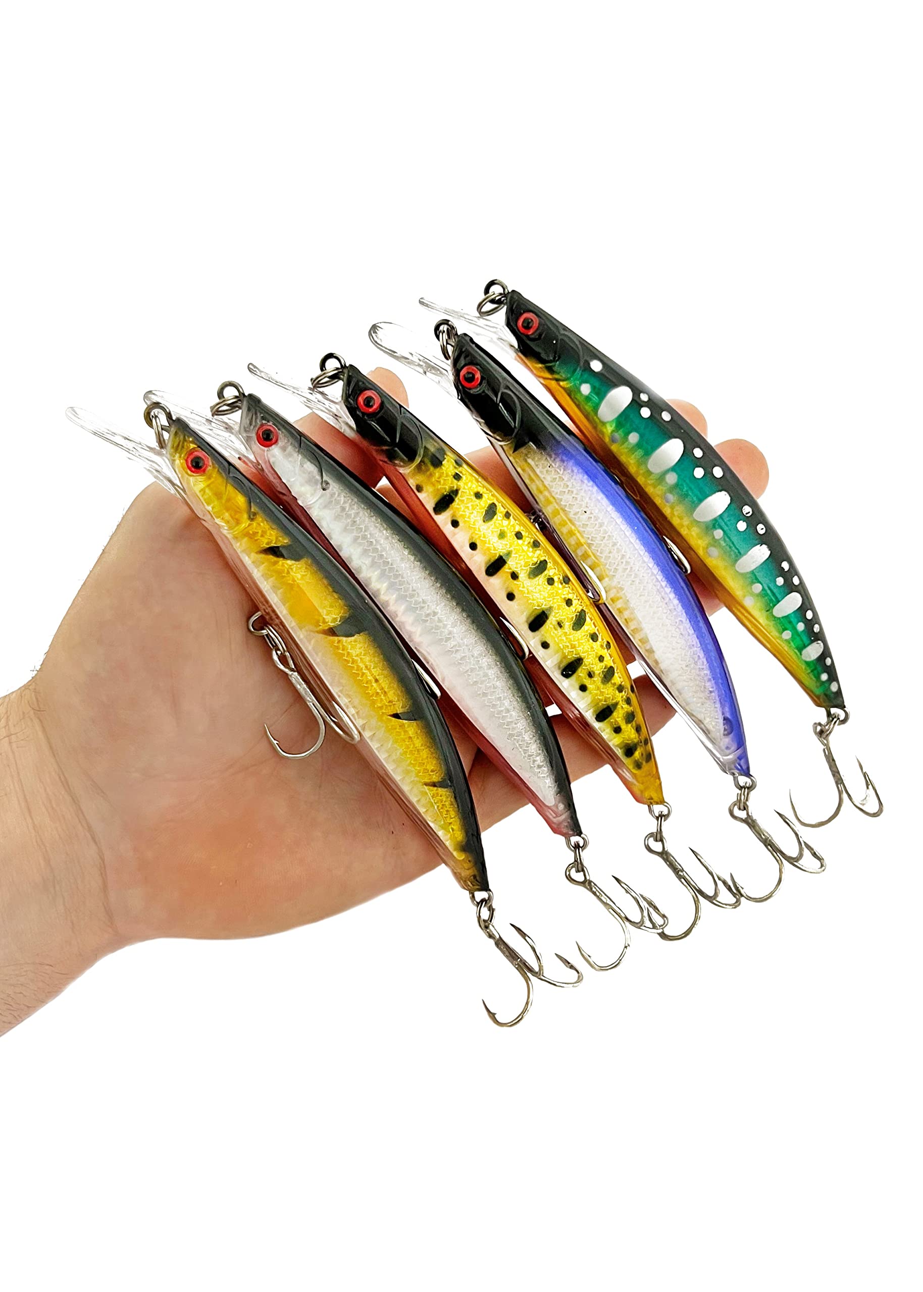 GT Company Fishing Lure - Minnow Spinning Lures - 5 Pcs Set - 13cm & 23g - For Black Bass/Bass - Abrasion Resistant