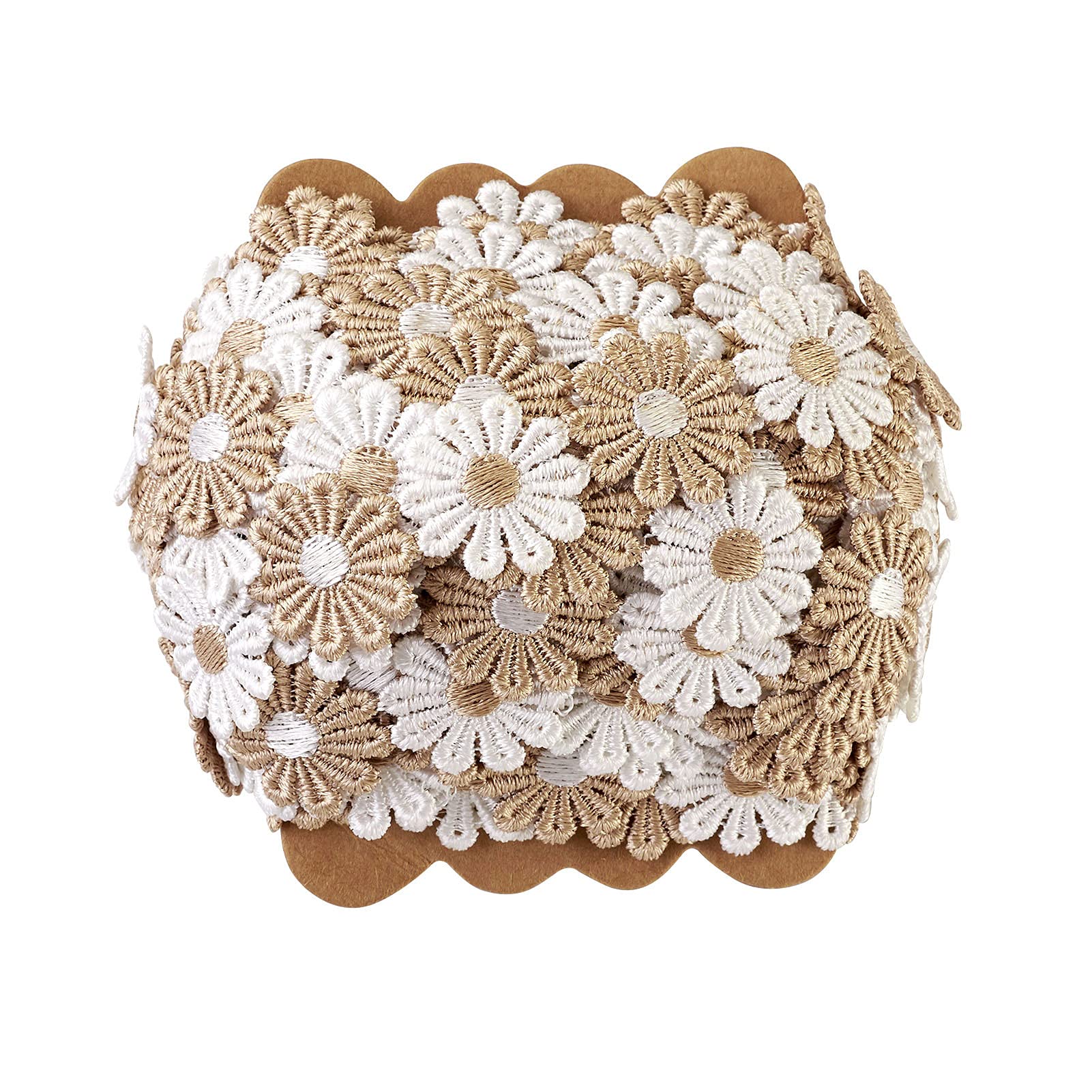 Pandahall 15 Yards Daisy Sunflower Decorating Lace Trim 1 Inch Wide Navajo White Floral Embroidered Trim Ribbons for Applique Headband Sewing and Craft Projects Wedding Party Decor