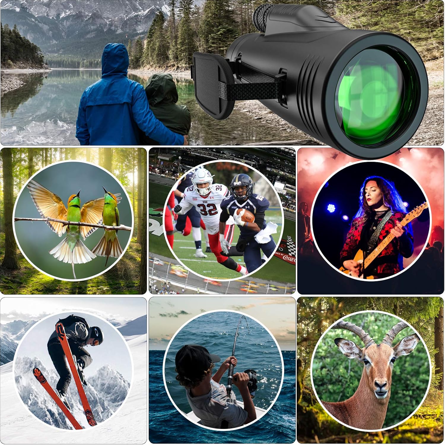 Monocular Telescope 12x50 High Definition With Quick Smartphone Adapter&Tripod&Hand Strap Waterproof Night Vision Monoculars for Bird Watching Hunting : Camera & Photo