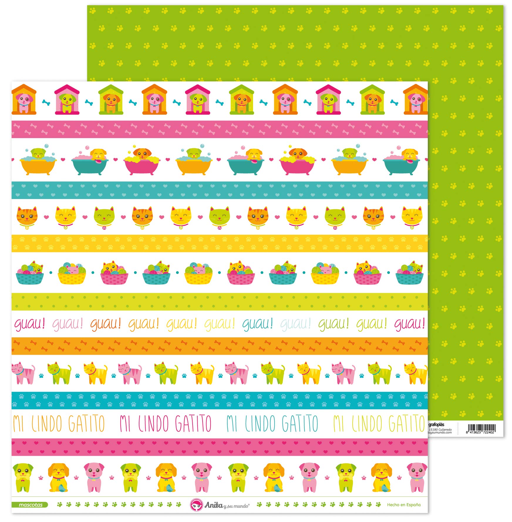 Anita and Su Mundo Collection Pets Scrapbooking Papers, Paper, Strips, 12" x 12"