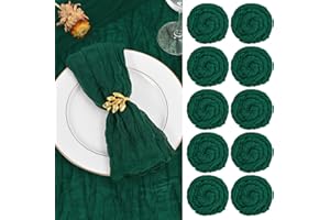 FANI 100 Pack Gauze Cheesecloth Napkins Wrinkled Table Napkins Soft Cotton Cloth Napkins Rustic Decorative Napkins for Weddings Party Dinner Table Everyday Use, 20 x 20 Inch (Emerald Green)