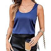 Totatuit Women Silk Satin Tank Tops Dressy Scoop Neck Camisole Sleeveless Blouses Shirts Casual Summer Tank