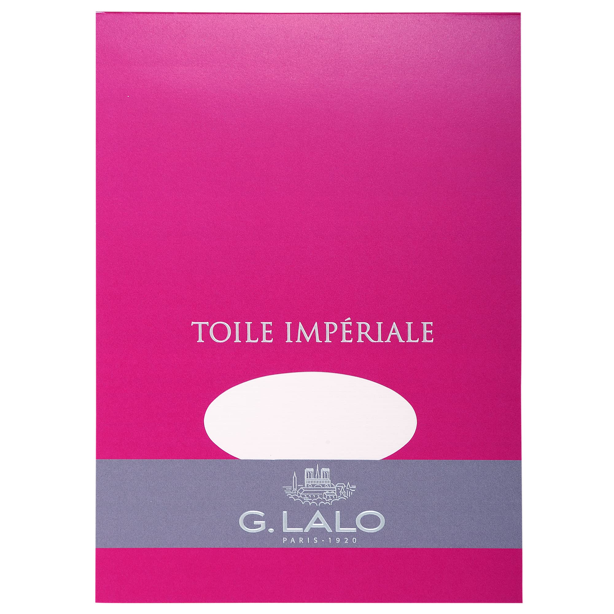 Lalo 12200L - Toile Imperiale Pad of 50 plain sheets 14.8x21 cm 100g, Imperial linen, White. Clean Cut. Front Cover with Foiled Silver Finish. Refined A5