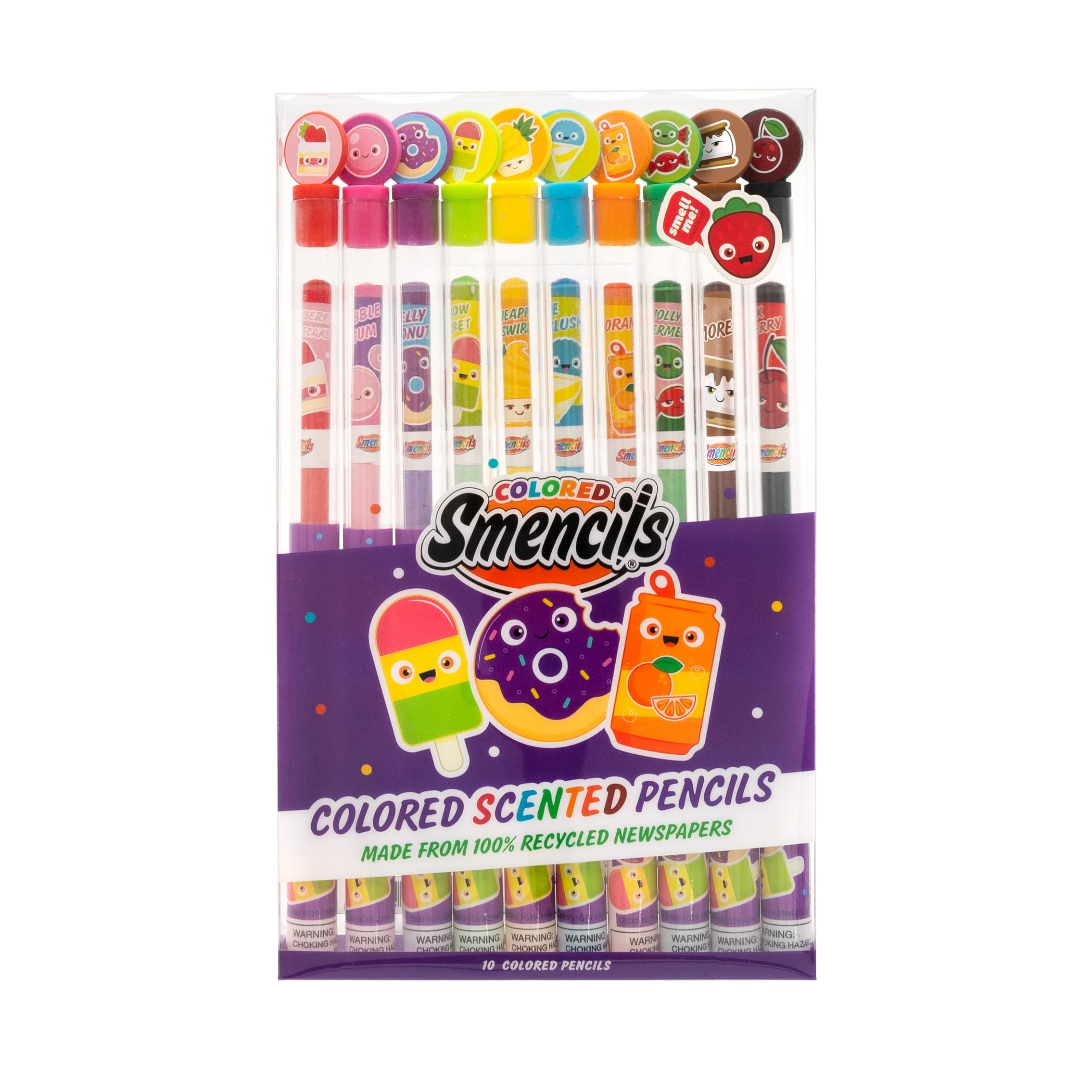 Colored Smencils - Patented Gourmet Scented Colored Pencils made from Recycled Newspapers, 10 Count, Gifts for Kids, School Supplies, Classroom Rewards