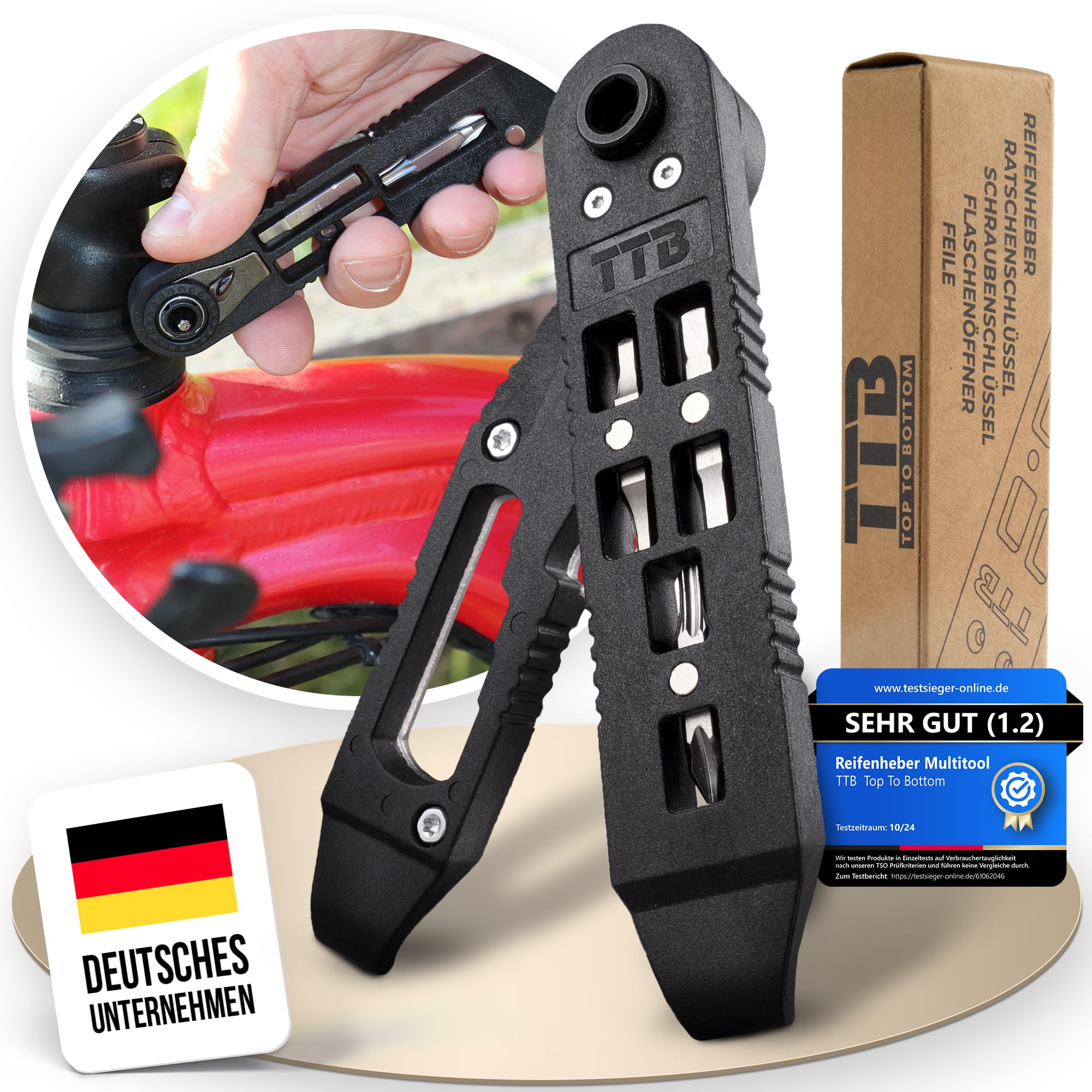 TTB Fahrrad Werkzeug Multitool 14 in 1 Inklusive Reifenheber Ultraleicht, Handlich & Klein [Mountainbike] Bike Sport 2