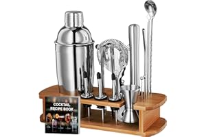 FINEDINE Cocktail Shaker Set - 17 Piece Stainless Steel Mixology Bartender Kit, Drink Martini Shaker, Home Bar Accessories, Cocktail Kit, Stainless Steel Bar Set, Shakers Bartending