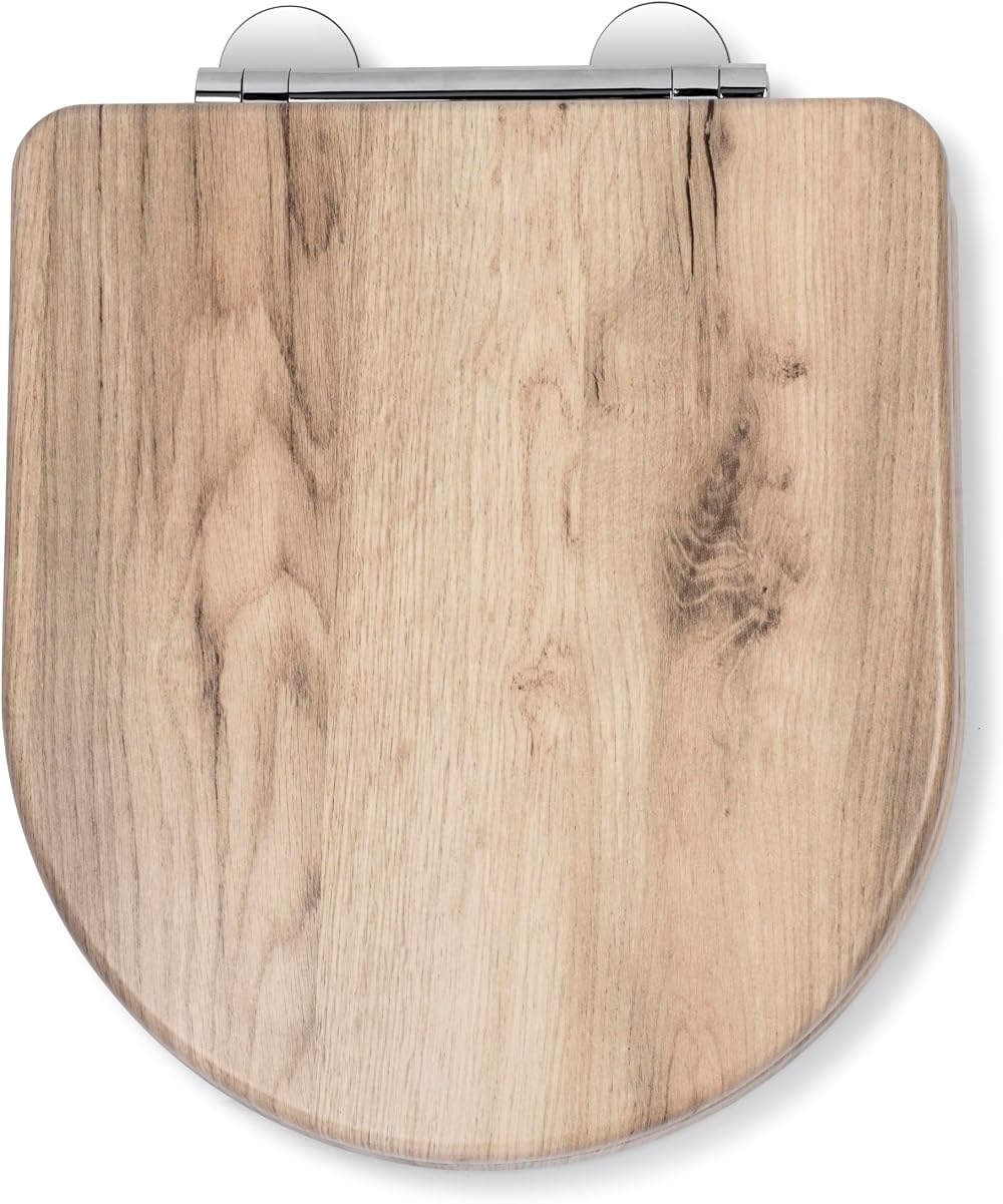 Croydex Varese Soft Close Toilet Seat Grey Oak D-Shape Quick Release