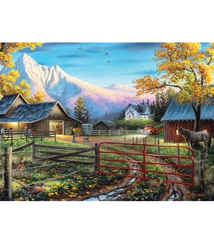 Rompecabezas De 1000 Piezas – Cabaña En El Bosque Con Lago Y Amanecer, Puzzle Familiar Y Desafiante Para Adultos Y Niños, Medidas 52x38 Cm